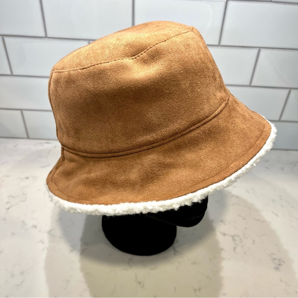 Tan Bucket Hat with White Trim